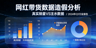 网红带货数据造假高清分析视频封面，展示数据图表对比